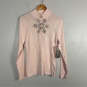 Vintage The collective works of Berek 2 pink sequin snowflake sweater size large